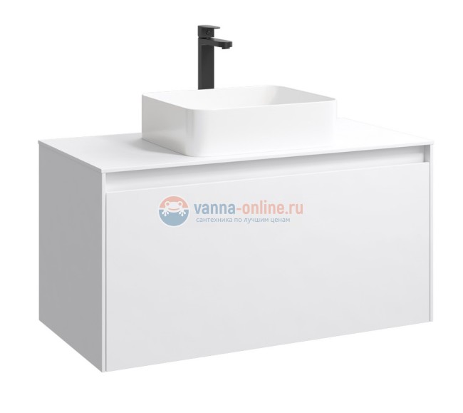 Тумба с раковиной Aqwella Mobi 100 см, фасад белый, корпус белый