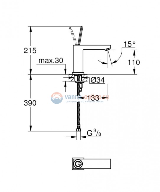 Смеситель Grohe Eurocube Joy 23658000 для раковины