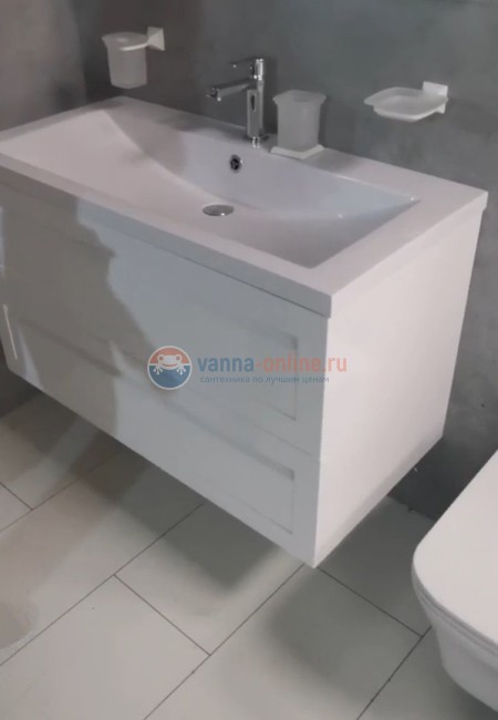 Тумба с раковиной Art&Max AM-Platino-900-2C-SO-BM, 90 x 49 x 55 см подвесная, белый матовый