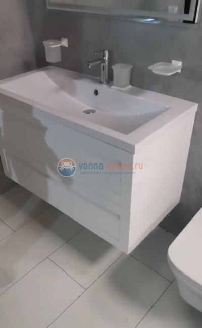 Тумба с раковиной Art&Max AM-Platino-900-2C-SO-BM, 90 x 49 x 55 см подвесная, белый матовый