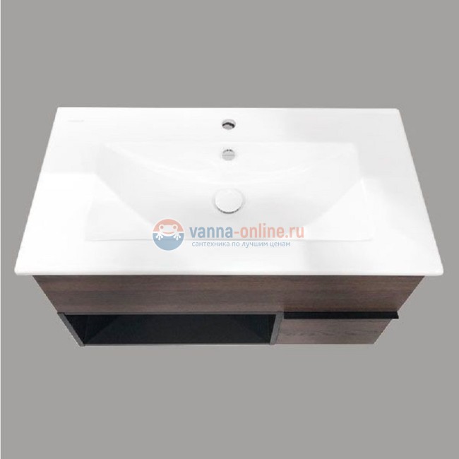 Тумба Comforty Франкфурт-90, дуб шоколадно-коричневый с белой раковиной Comforty 90e