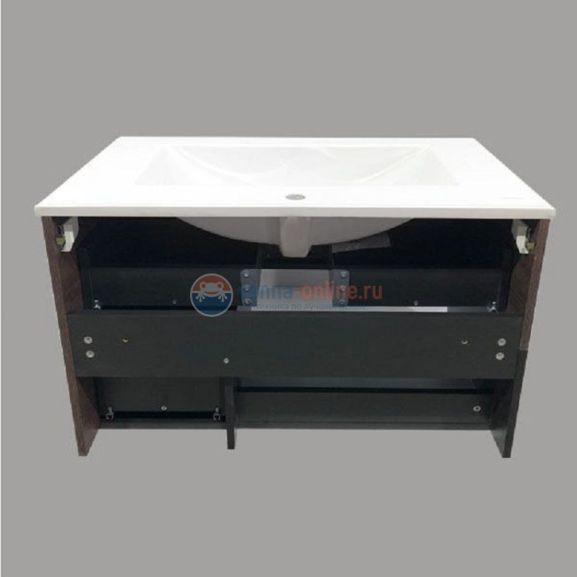 Тумба Comforty Франкфурт-90, дуб шоколадно-коричневый с белой раковиной Comforty 90e