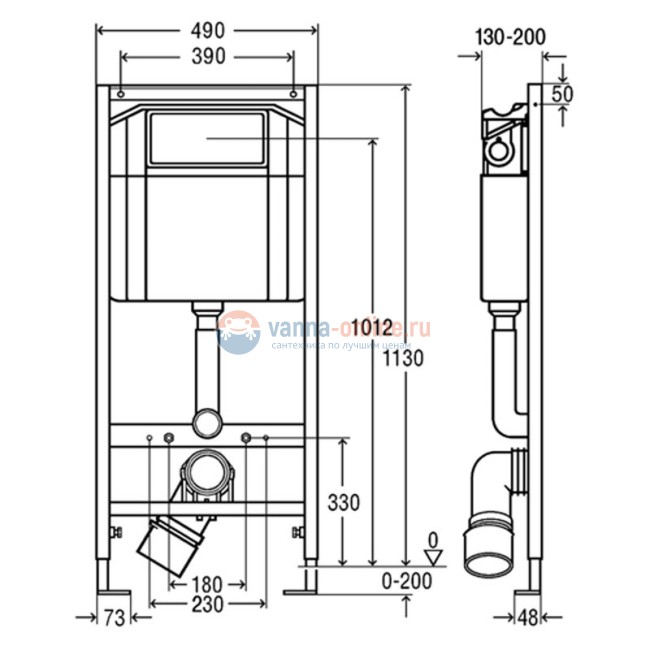 Инсталляция Viega Eco Plus 713386 для унитаза, в комплекте с кнопкой смыва и креплением