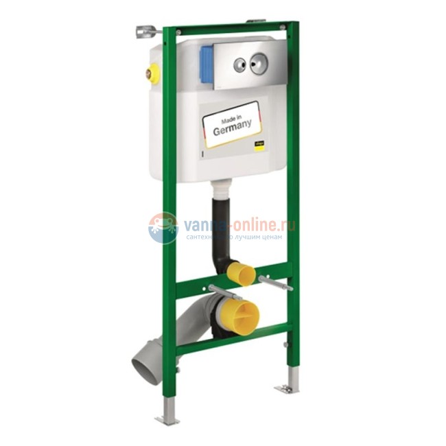 Инсталляция Viega Eco Plus 713386 для унитаза, в комплекте с кнопкой смыва и креплением