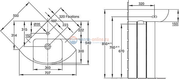 Раковина угловая Jacob Delafon Odeon Up E4710-00 50*50 см Раковина угловая Jacob Delafon Odeon Up E4710-00 50*50 см