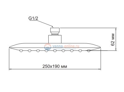 Верхний душ WasserKRAFT A031, 25 х 19 см, хром