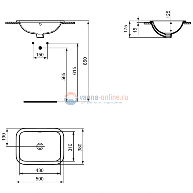 Раковина 50х38 см Ideal Standard CONNECT E505701 Раковина 50х38 см Ideal Standard CONNECT E505701