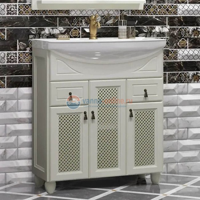 Тумба с решеткой под раковину Opadiris ТИБЕТ 75, слоновая кость 