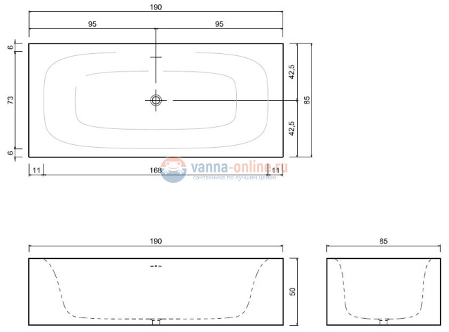 Ванна Antonio Lupi Sarto27 190 х 85 см