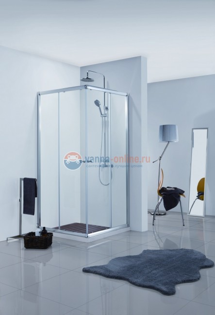 Душевой уголок Bravat Drop BS090.2200A, 90 x 90 x 200 см, двери раздвижные, стекло прозрачное, хром