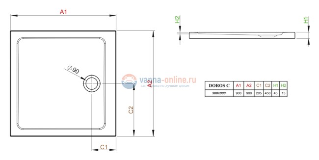 Поддон для душа Radaway Doros C900