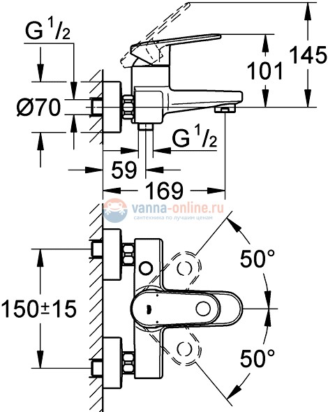 Смеситель Grohe Europlus New 33553 002 для ванны и душа Смеситель Grohe Europlus New 33553 002 для ванны и душа