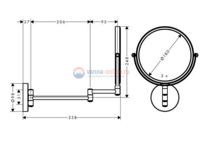 Настенное косметическое зеркало Hansgrohe Logis 73561000