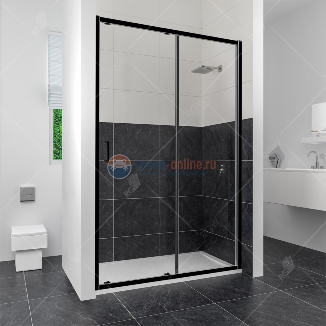 Душевая дверь RGW CL-14 В, 32091414-14, 140 х 185 см раздвижная, стекло прозрачное, черный