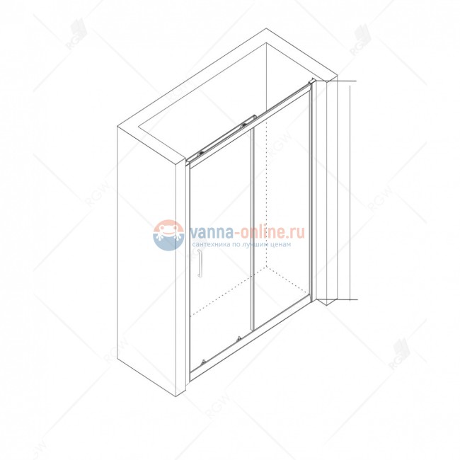 Душевая дверь RGW CL-14 В, 32091414-14, 140 х 185 см раздвижная, стекло прозрачное, черный