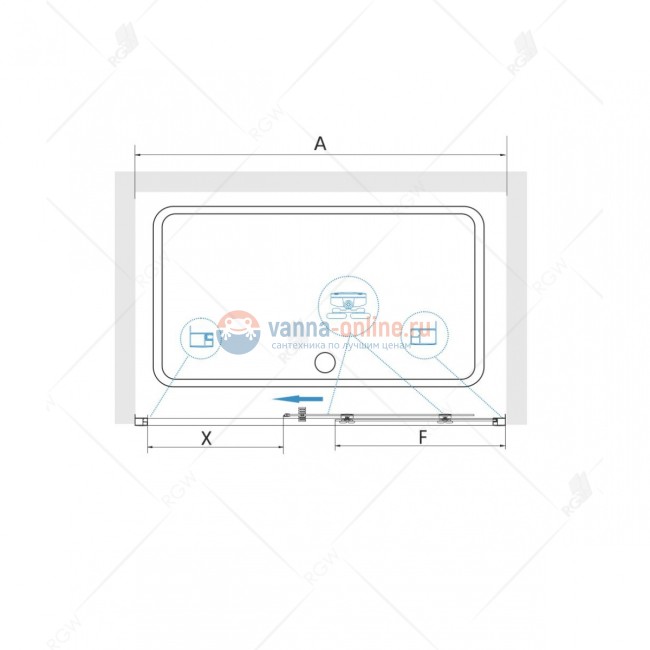 Душевая дверь RGW CL-14 В, 32091414-14, 140 х 185 см раздвижная, стекло прозрачное, черный