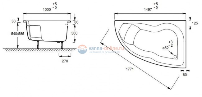 Ванна гидромассажная Jacob Delafon Micromega Duo 150 x 100 см, c системой Tonus +, GM, левая, E5TN1170-00