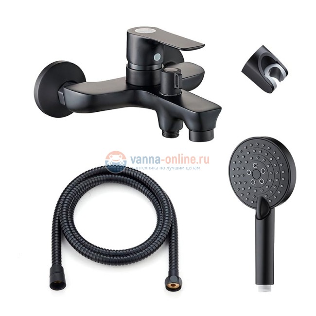 Смеситель Orange Aristo M19-300B для ванны с душевым гарнитуром, черный Смеситель Orange Aristo M19-300B для ванны с душевым гарнитуром, черный