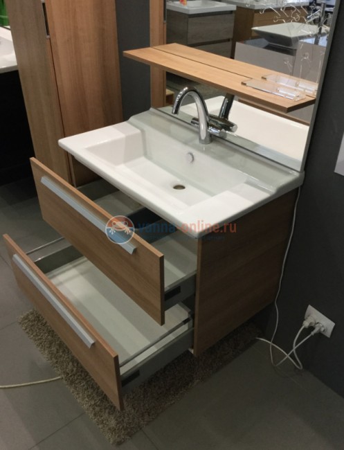 Тумба под раковину Jacob Delafon Struktura 80 EB1277-E16, ореховое дерево, 2 ящика, 77x47x56 см