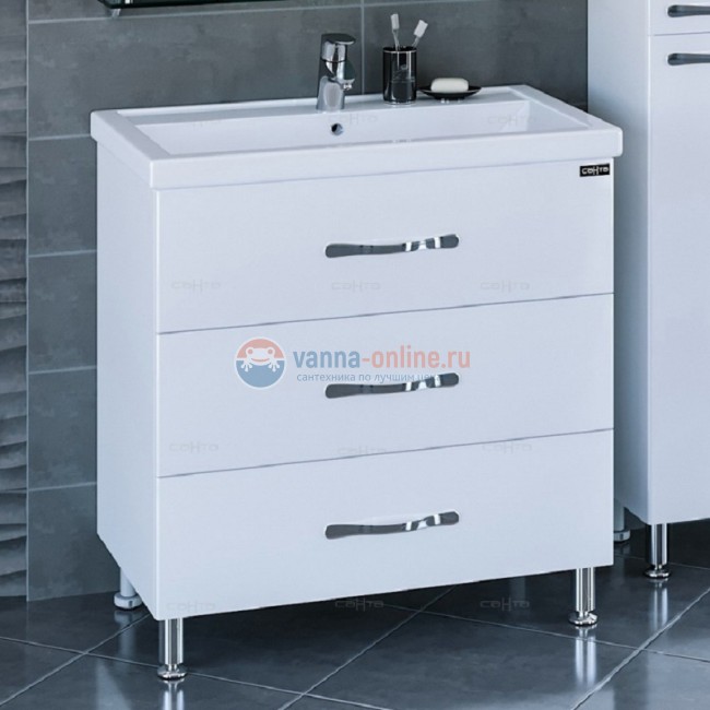 Тумба под раковину СаНта Виктория 80 NEW 700129N напольная, цвет белый