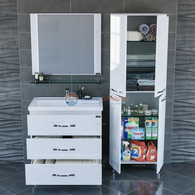 Тумба под раковину СаНта Виктория 80 NEW 700129N напольная, цвет белый