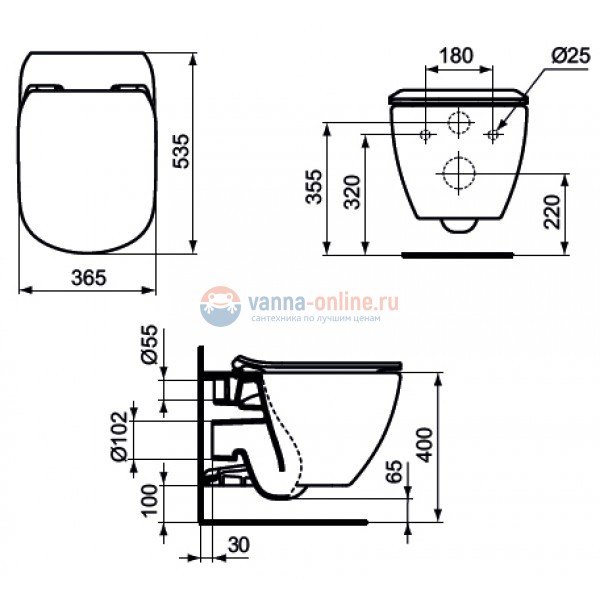 Подвесной унитаз Ideal Standard TESI AquaBlade® T007901