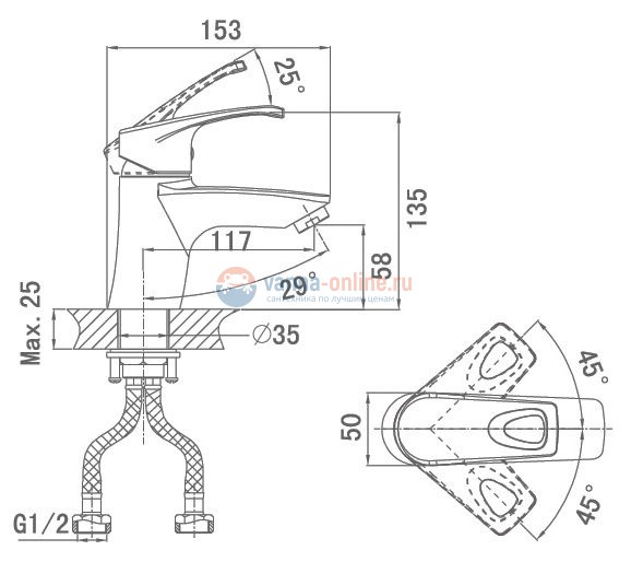 Смеситель D&K Erlangen Bayern DA1182101 для раковины Смеситель D&K Erlangen Bayern DA1182101 для раковины