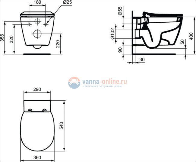 Подвесной унитаз Ideal Standard CONNECT E771801 с полностью скрытым креплением