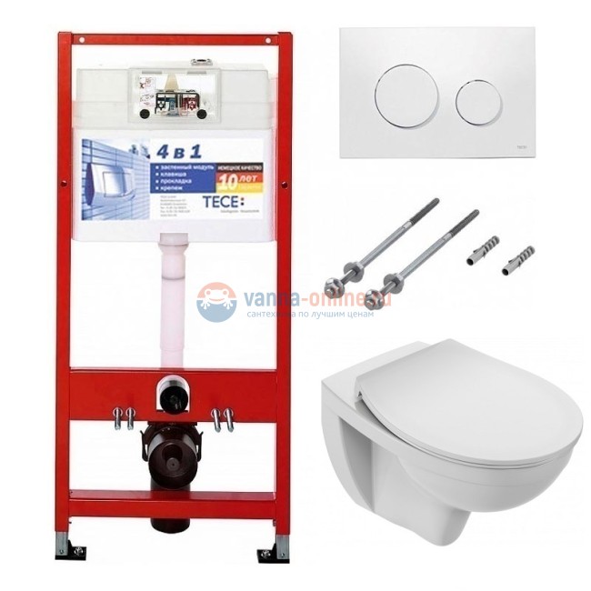 Инсталляция TECE c унитазом Jacob Delafon Patio EDV102-00 подвесной, сиденье микролифт, комплект Инсталляция TECE c унитазом Jacob Delafon Patio EDV102-00 подвесной, сиденье микролифт, комплект