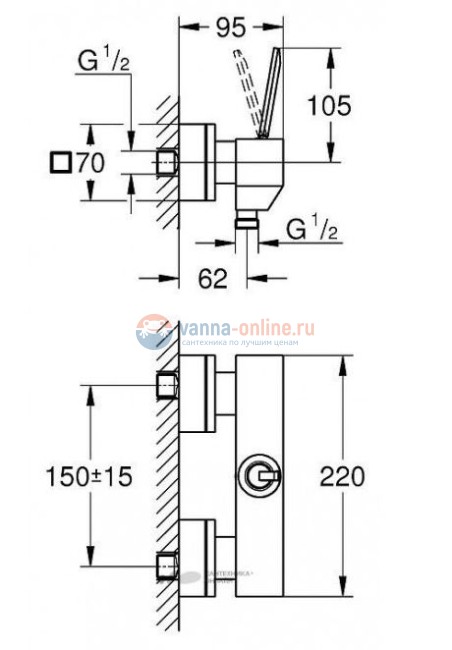 Смеситель Grohe Eurocube Joy 23665000 для душа с подключением шланга Смеситель Grohe Eurocube Joy 23665000 для душа с подключением шланга