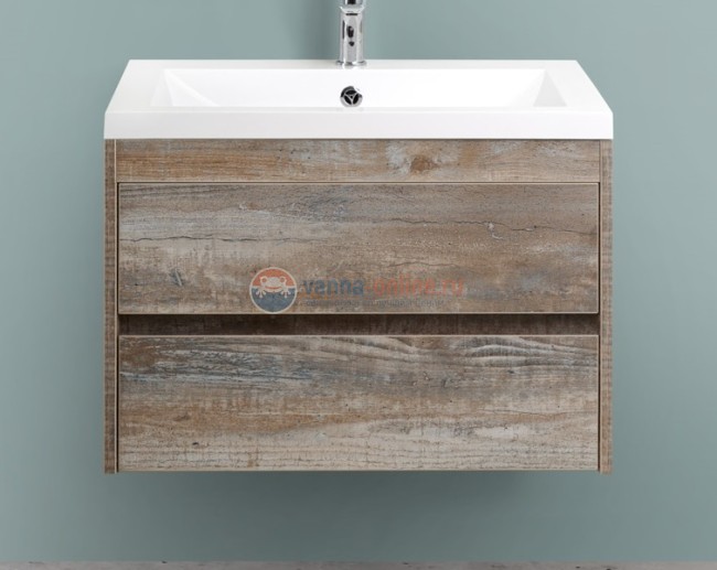 Тумба с раковиной Art&Max Family-750-2C-SO-PE, 75 x 48 x 55 см подвесная, бежево-серый (Pino Esotica)