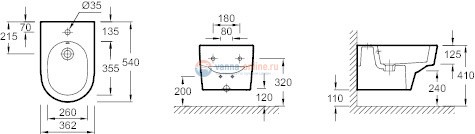 Биде Jacob Delafon Odeon Rive Gauche EMG0002-00, подвесное Биде Jacob Delafon Odeon Rive Gauche EMG0002-00, подвесное