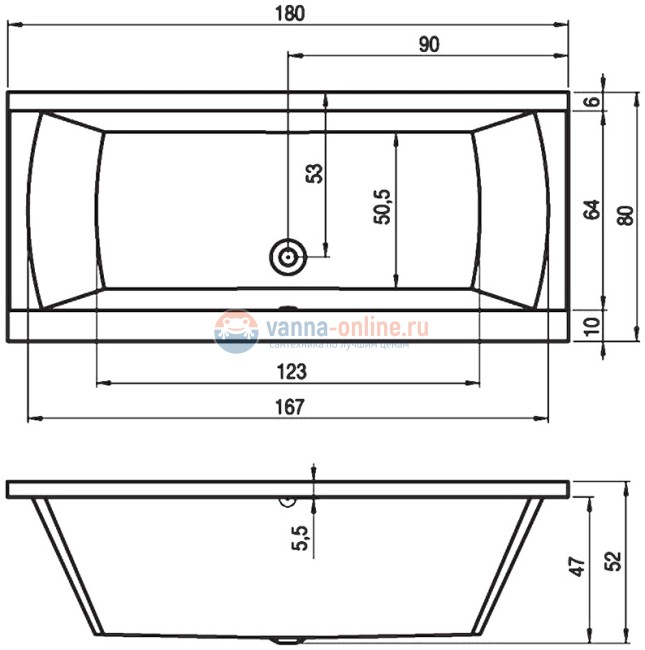 Ванна акриловая Riho Julia 180x80 см