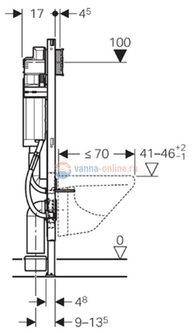 Инсталляция Geberit Duofix 111.375.00.5 UP320 для унитаза, с площадками для поручней, для клавиш Sigma