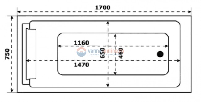 Акриловая ванна Jacob Delafon Spacio E6D161RU-00, 170 х 75 см Акриловая ванна Jacob Delafon Spacio E6D161RU-00, 170 х 75 см