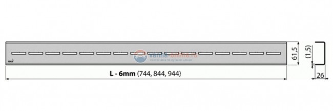 Решетка водосточная AlcaPlast Route-950L, нержавеющая сталь глянцевая