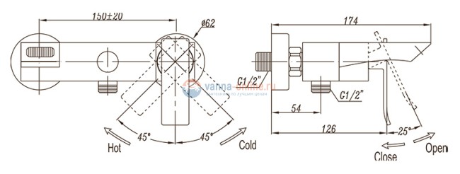 Смеситель для ванны и душа BelBagno Ticino TIC-VASM-CRM Смеситель для ванны и душа BelBagno Ticino TIC-VASM-CRM