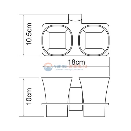 Стакан для щеток с держателем WasserKRAFT Leine 5028D