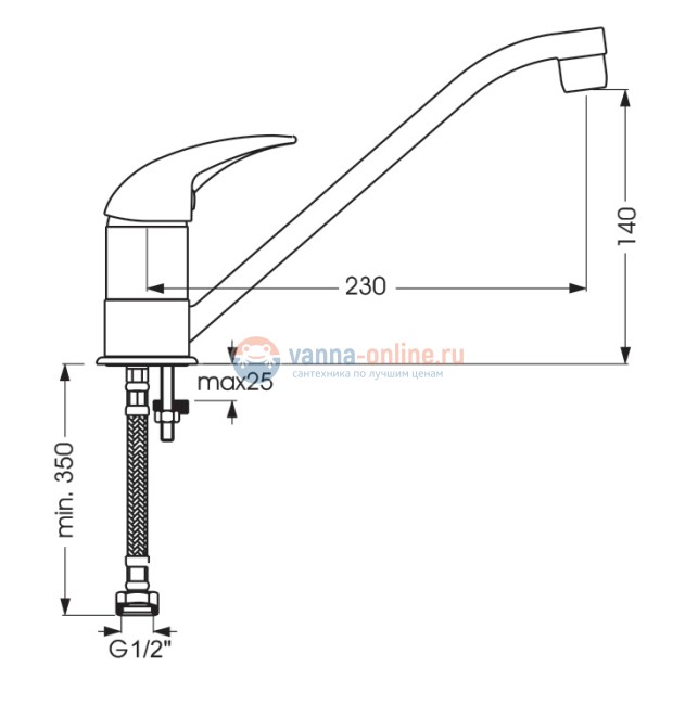 Смеситель Vidima ОРИОН (ORION) BA006AA для кухонной мойки, поворотный излив, хром Смеситель Vidima ОРИОН (ORION) BA006AA для кухонной мойки, поворотный излив, хром