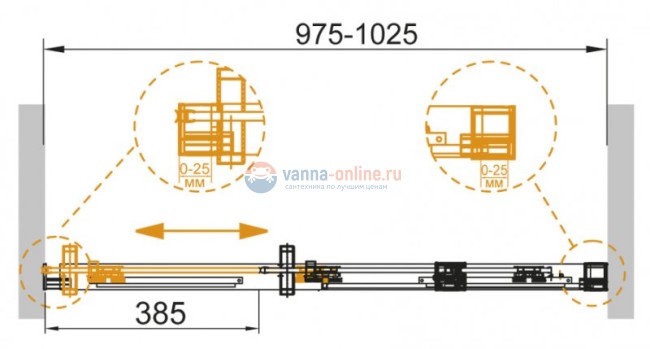 Душевая дверь в нишу Cezares DUET SOFT-BF-1-100-C-Cr, 100 см, стекло прозрачное, цвет профиля хром