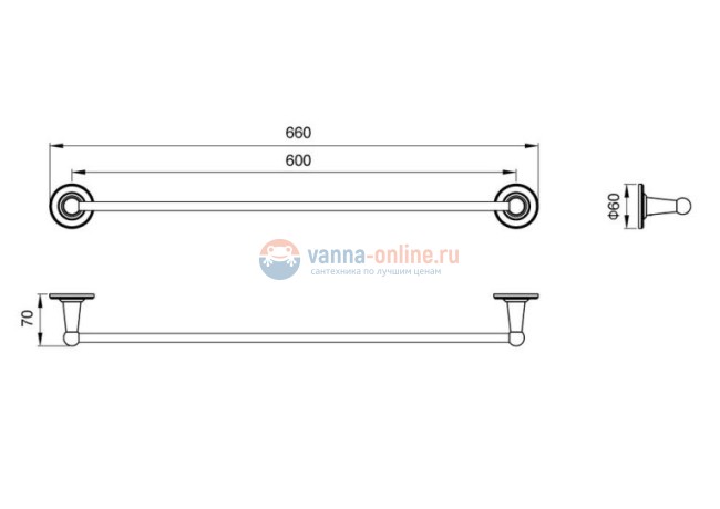 Полотенцедержатель Timo Nelson 160053/02 antique, бронза, 60 см Полотенцедержатель Timo Nelson 160053/02 antique, бронза, 60 см