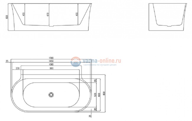 Ванна акриловая BelBagno BB409-1500-800, 150 х 80 см Ванна акриловая BelBagno BB409-1500-800, 150 х 80 см