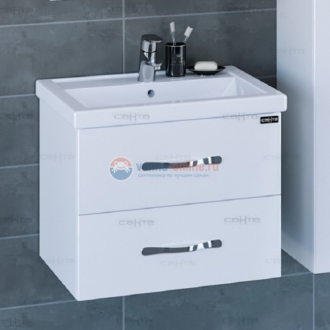 Тумба под раковину СаНта Виктория 60 NEW 700123N подвесная, цвет белый Тумба под раковину СаНта Виктория 60 NEW 700123N подвесная, цвет белый