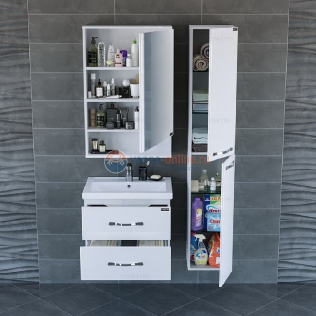 Тумба под раковину СаНта Виктория 60 NEW 700123N подвесная, цвет белый Тумба под раковину СаНта Виктория 60 NEW 700123N подвесная, цвет белый