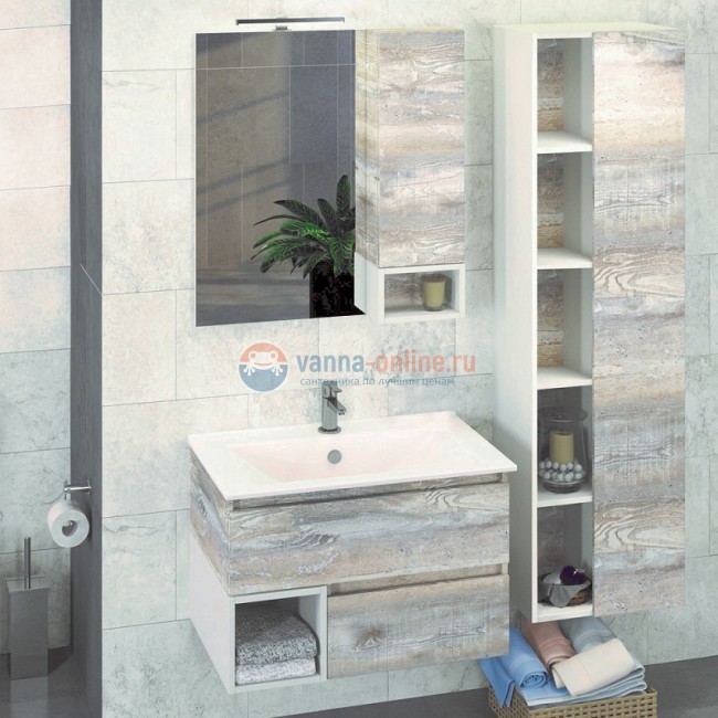 Тумба Comfortу Турин-75 дуб бежевый с раковиной 75E