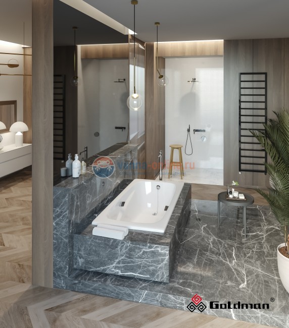 Комплект: Чугунная ванна Goldman Art 170x80, с ручками и ножками Комплект: Чугунная ванна Goldman Art 170x80, с ручками и ножками