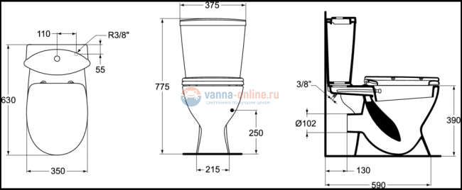 Напольный унитаз-компакт с функцией биде Ideal Standard OCEANE W903801