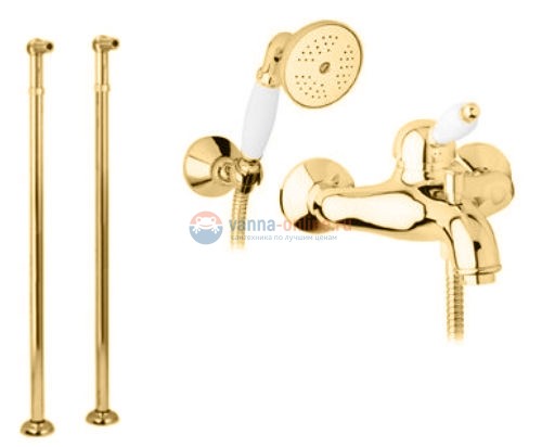 Смеситель Cezares Elite VDPM-03/24-Bi цвет золото 24 карат, ручки белые
