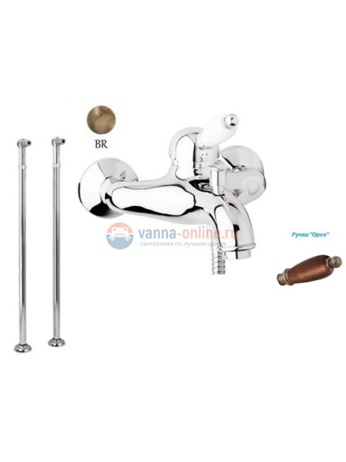 Смеситель Cezares Elite VDPM-03/24-Bi цвет золото 24 карат, ручки белые