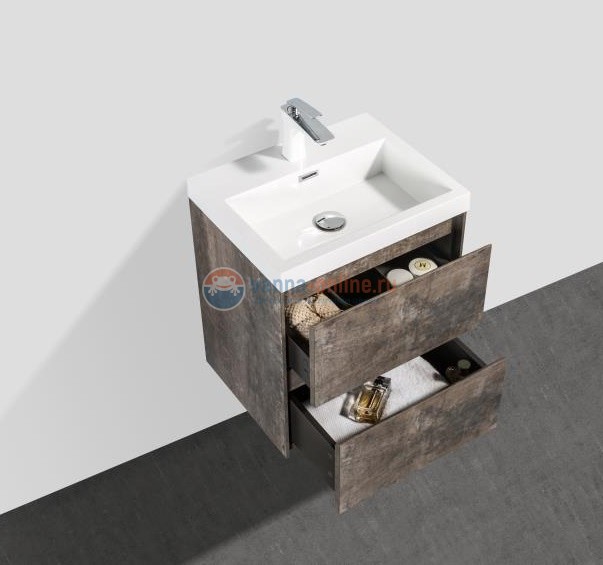 Тумба с раковиной Belbagno Pietra Mini PIETRA MINI-500-2C-SO-PT 50 см, коричневый (Stone)